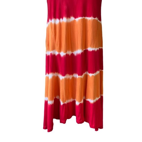 Ellen Tracy Modern Mango/Red Tie Dye Tank Summer Dress - Picture 7 of 11
